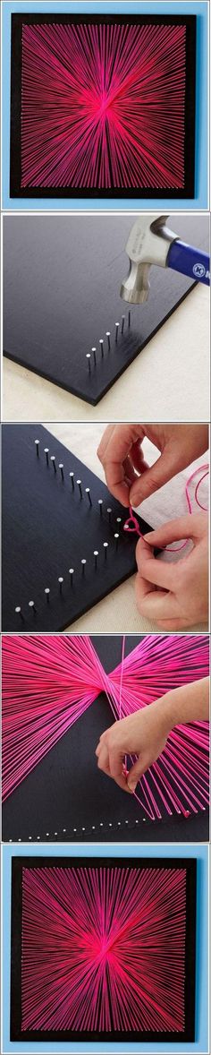 DIY String Art DIY String Art- so cool! Maybe with green, blue and purple??